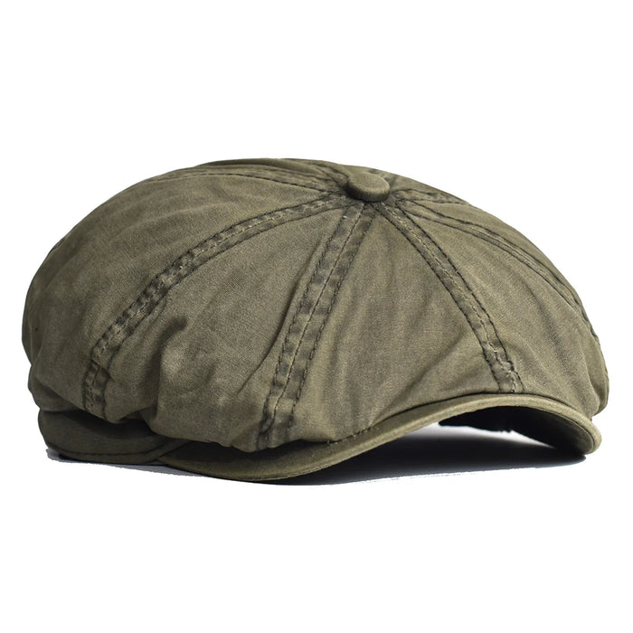 Washed Cotton Newsboy Cap