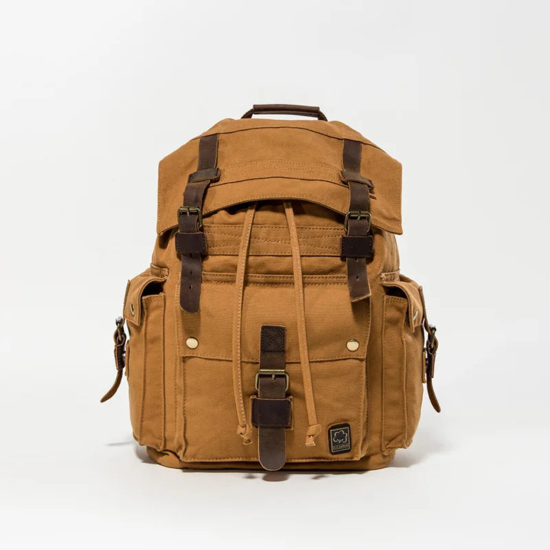 Big Vintage Leather & Canvas Rucksack