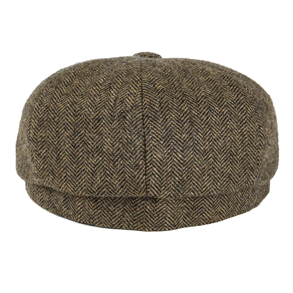 Wool Herringbone Newsboy Cap