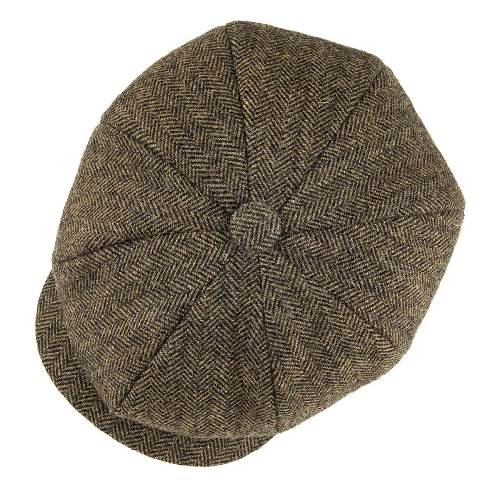 Wool Herringbone Newsboy Cap
