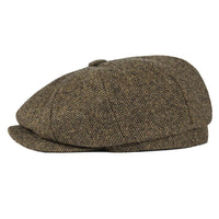 Wool Herringbone Newsboy Cap