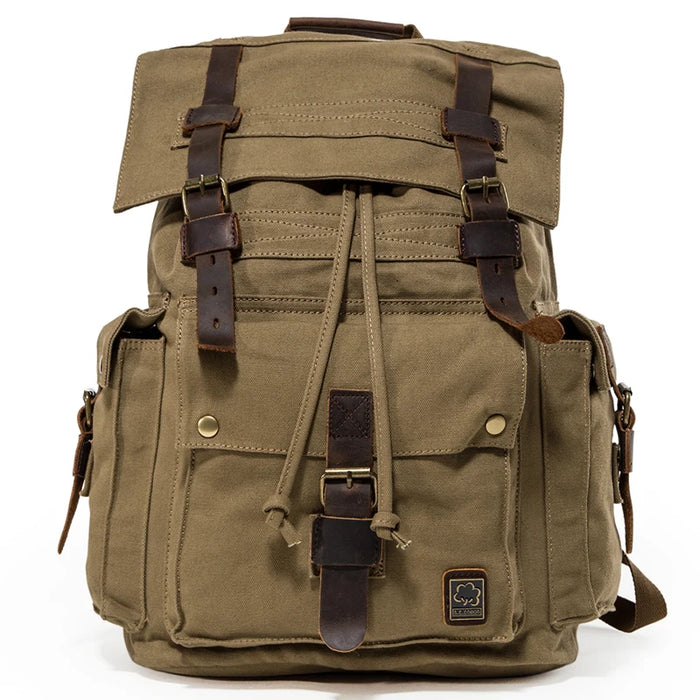 Big Vintage Leather & Canvas Rucksack