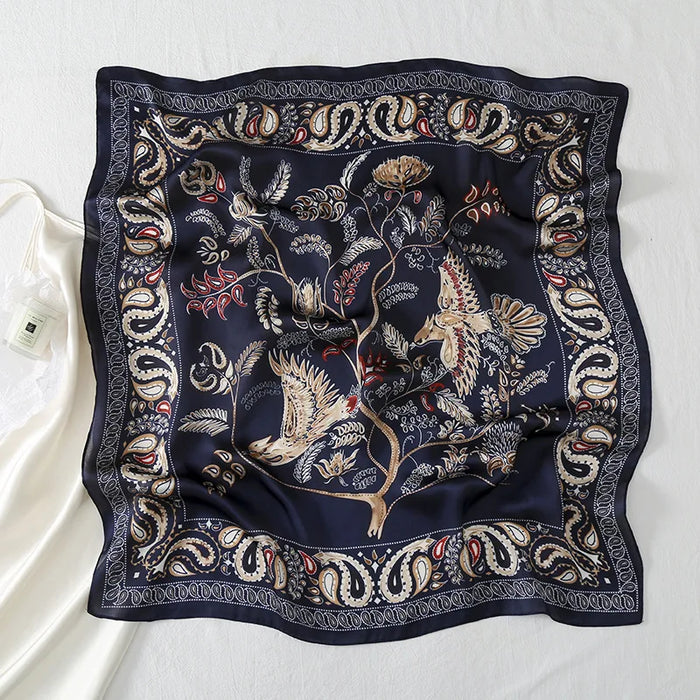 Liquid Satin Heritage Scarf | Unisex Animal Motif Shawl