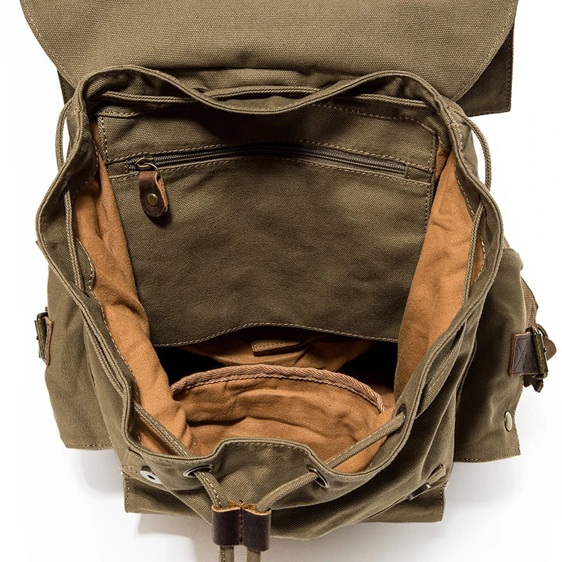 Big Vintage Leather & Canvas Rucksack