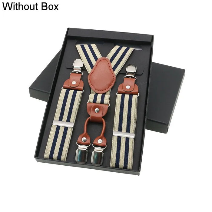 Vintage Urban Nomad: 4-Clip Leather & Elastane Suspenders