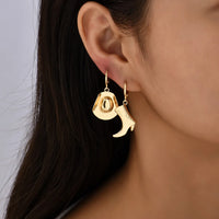 Gilded Frontier: Hand-Polished Cowboy Charm Hoops