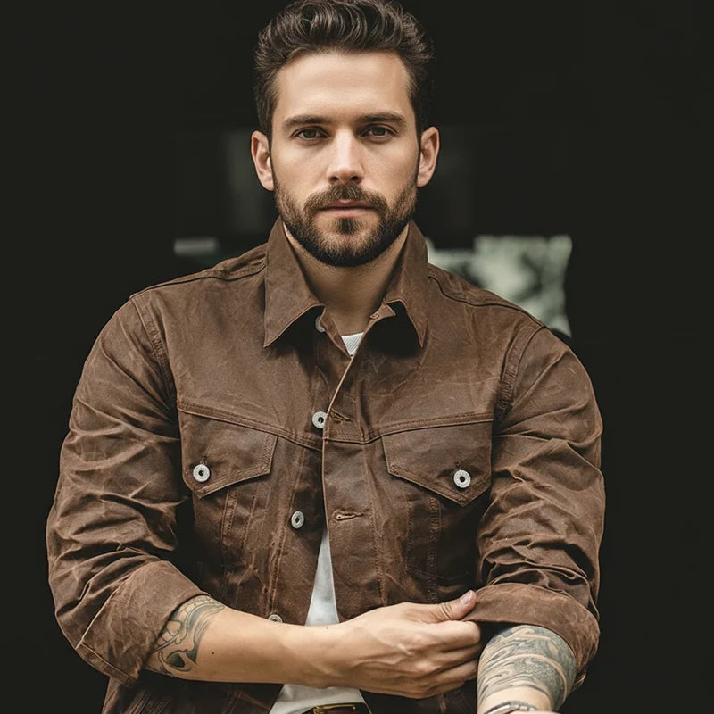 Retro Heavyweight Waxed Canvas "Gold Rush" Jacket