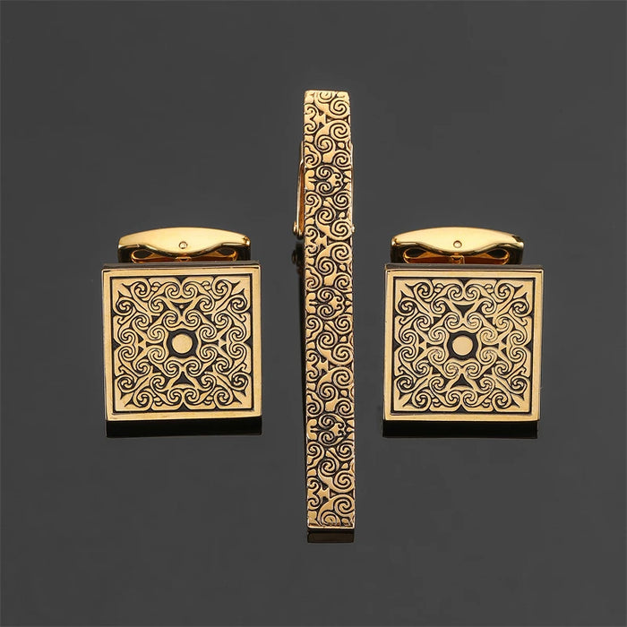 Classic men's French shirt cufflinks tie clip set