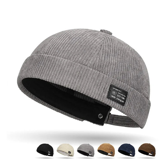 Striped Velvet Docker Cap
