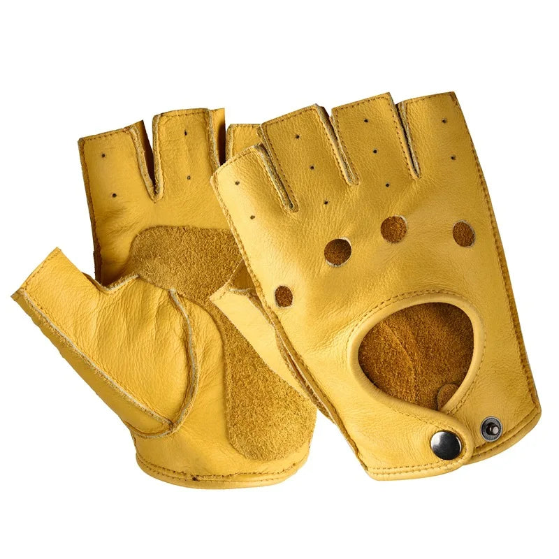 The Roadster - Half-Finger Driver | Sheepskin & Cowhide Edition Driving Gloves