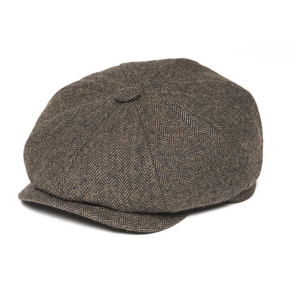 Wool Herringbone Newsboy Cap