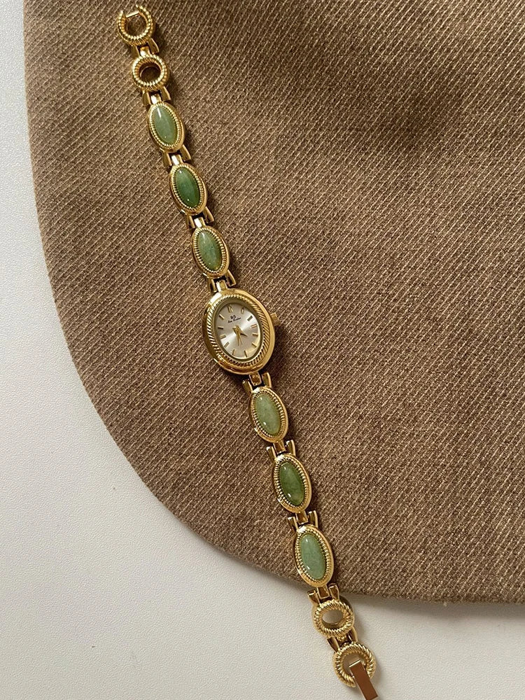 The "Emerald Heirloom" - Elegant Jade & Gold Dress Watch