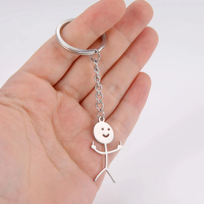 Keychain - Funny Middle Finger Stickman