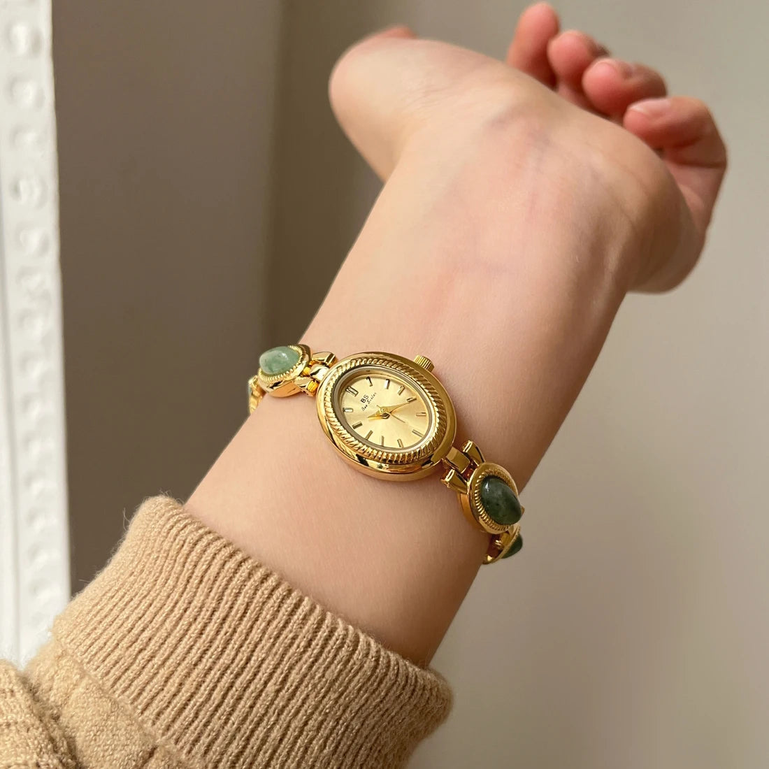 The "Emerald Heirloom" - Elegant Jade & Gold Dress Watch