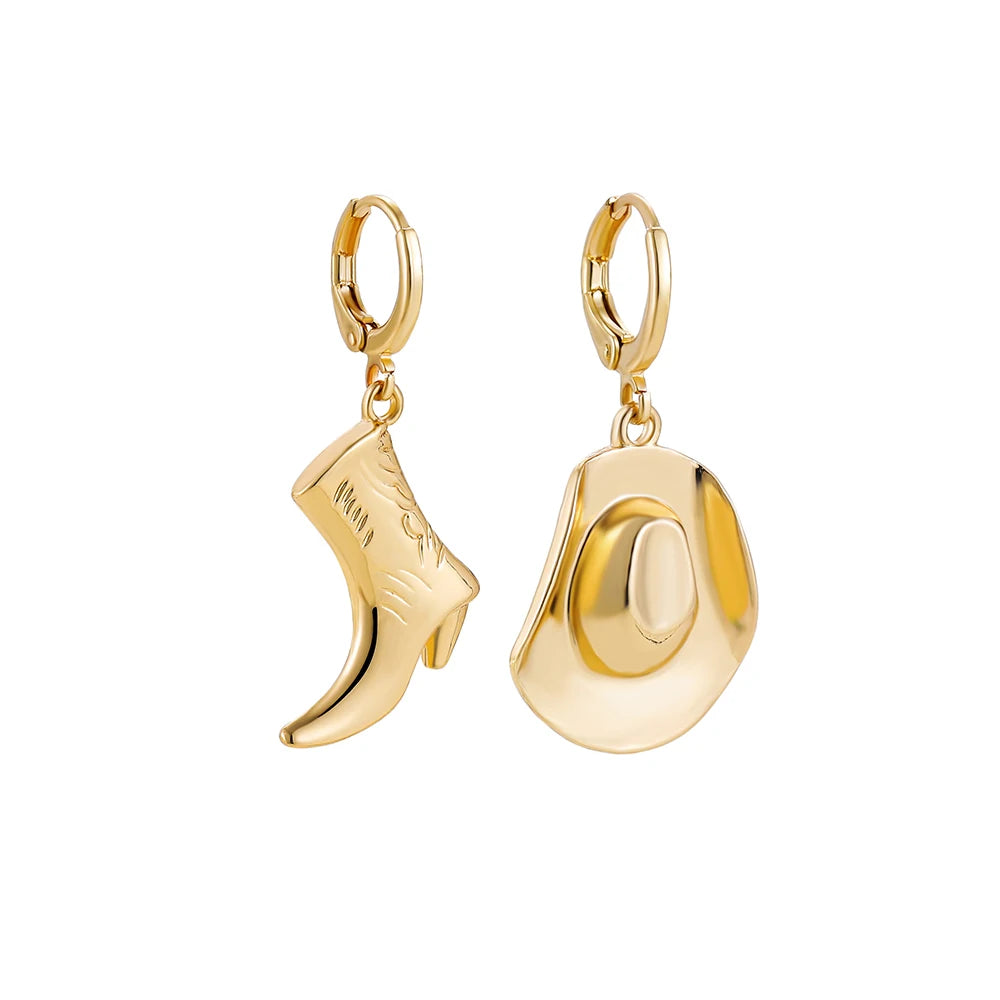 Gilded Frontier: Hand-Polished Cowboy Charm Hoops