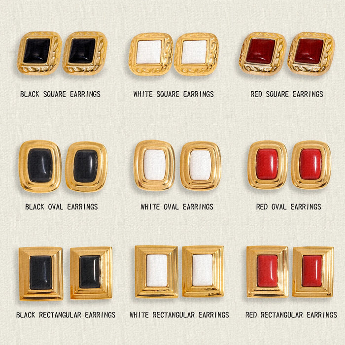 Retro Agate Geometric Ear studs