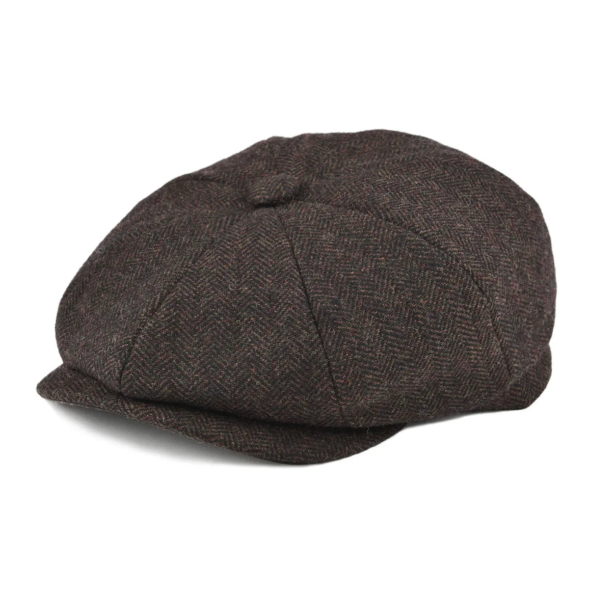 Wool Herringbone Newsboy Cap