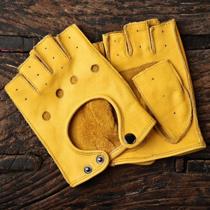 The Roadster - Half-Finger Driver | Sheepskin & Cowhide Edition Driving Gloves