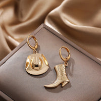 Gilded Frontier: Hand-Polished Cowboy Charm Hoops