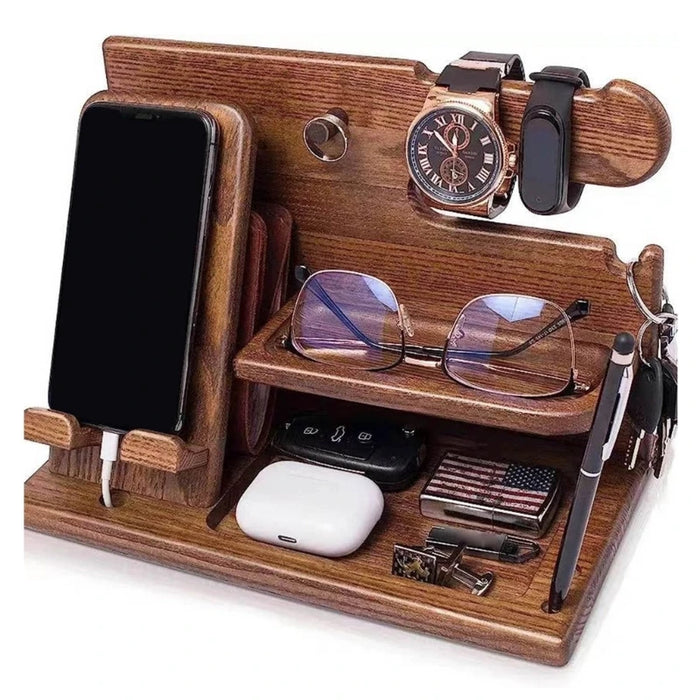 The Gentleman’s Bedside Command Center | Solid Wood Organizer