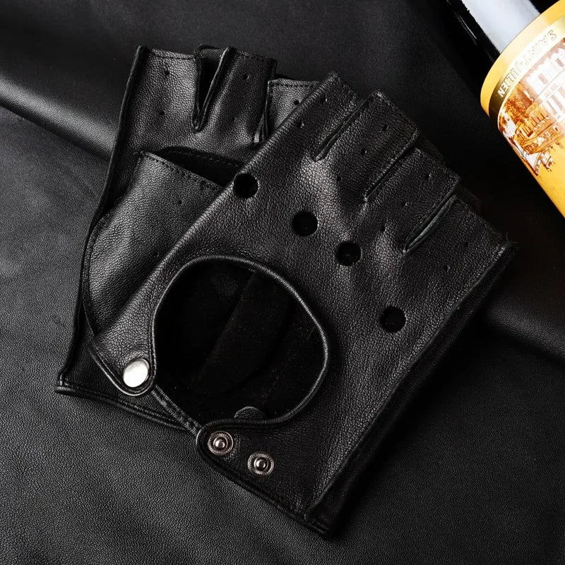 The Roadster - Half-Finger Driver | Sheepskin & Cowhide Edition Driving Gloves