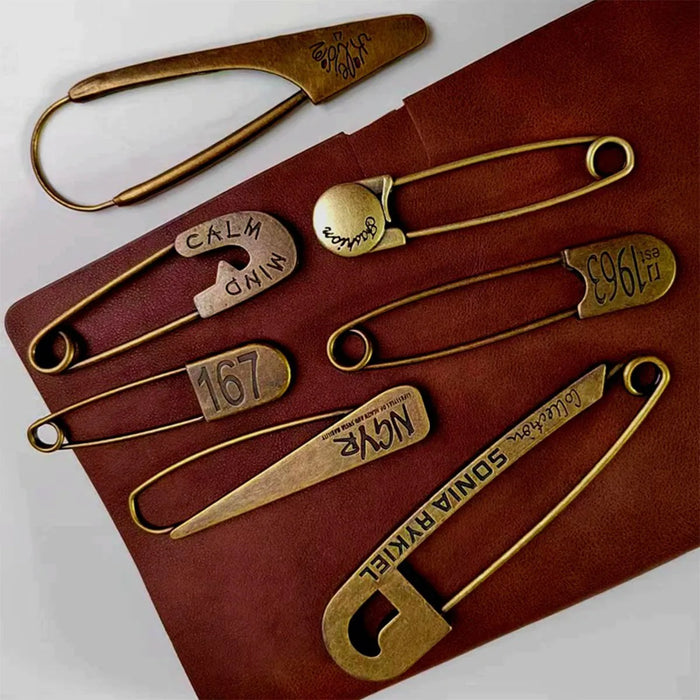 Antiqued Bronze Artisan Safety Pin | Large Decorative Fastener