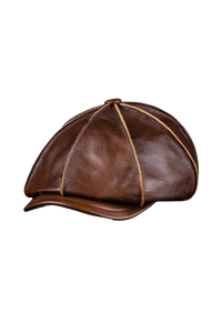 Genuine Leather Retro Newsboy Cap