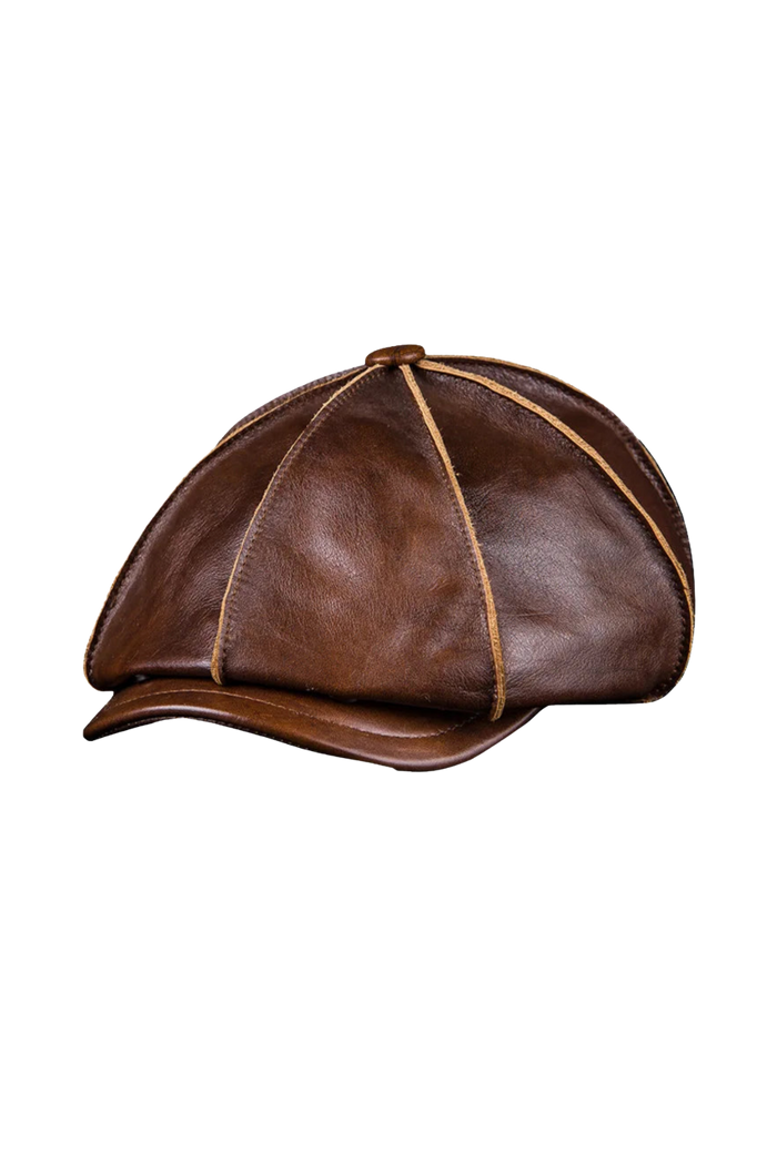Genuine Leather Retro Newsboy Cap