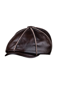 Genuine Leather Retro Newsboy Cap
