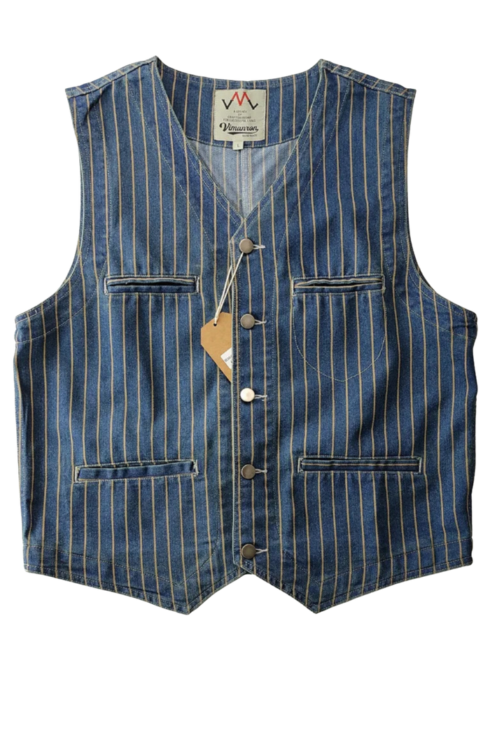 The "Kyoto Cargo" - Retro Striped Denim Vest